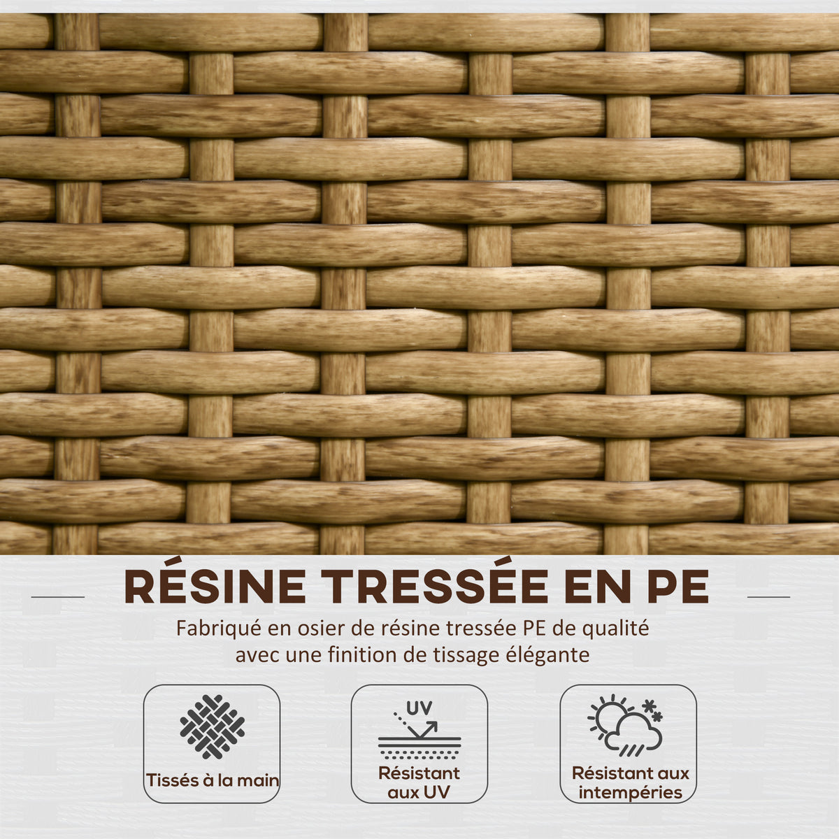Jardinière brise-vue en résine tressée 103x29x103 cm beige