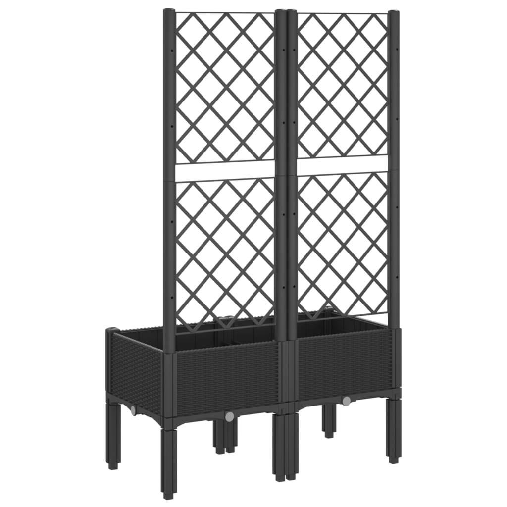 Jardinière brise-vue avec treillis 80x40x142 cm en résine noire
