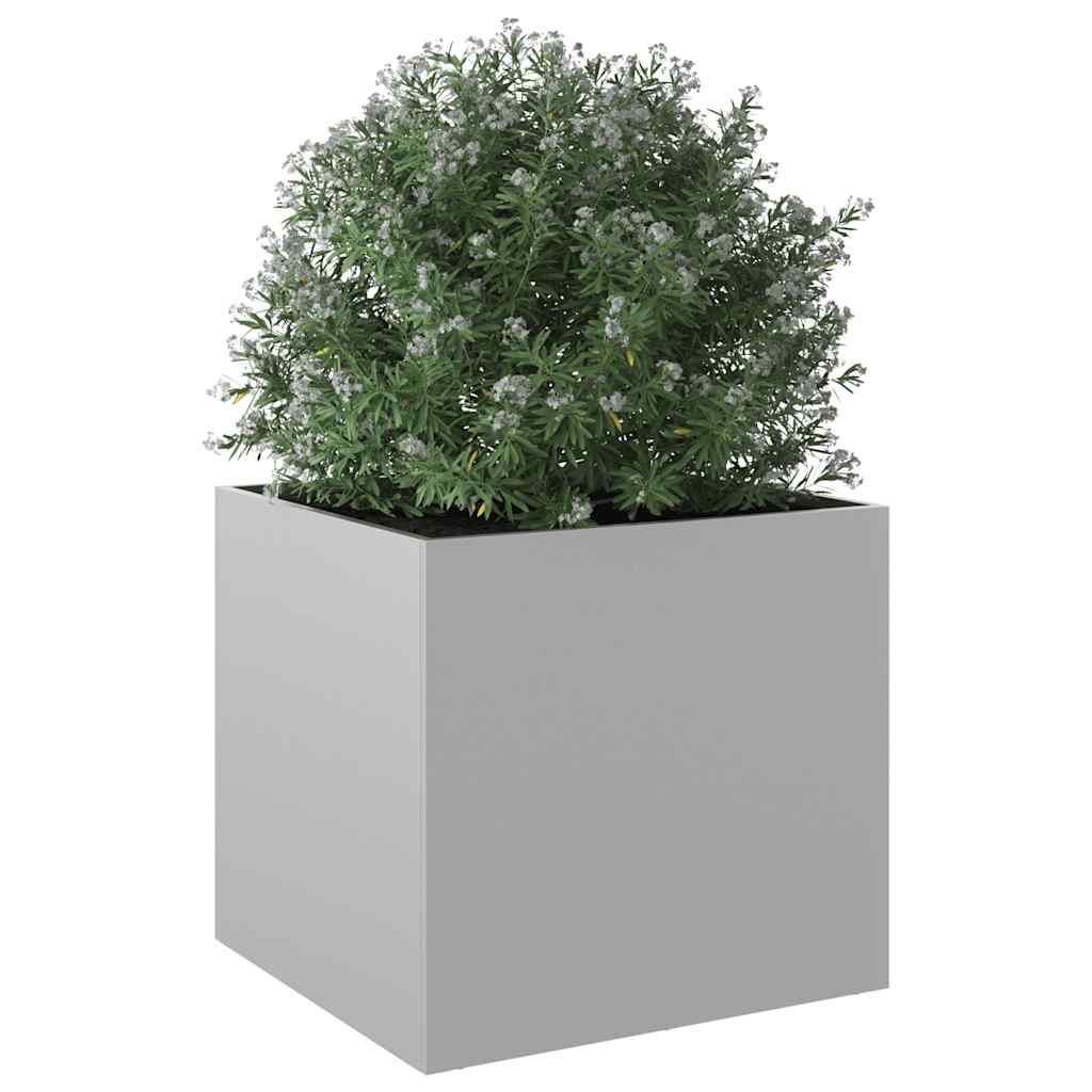 Jardinière carrée en acier galvanisé argenté 49x47x46 cm