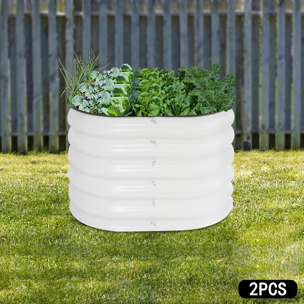 Jardinière carrée blanche 60x60x43 cm en métal — lot de 2