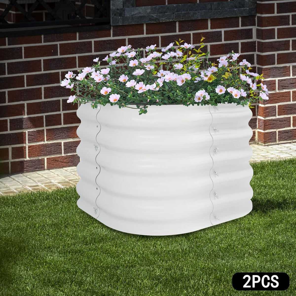 Jardinière carrée blanche 60x60x43 cm en métal — lot de 2