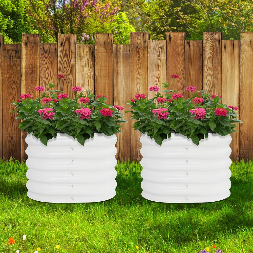 Jardinière carrée blanche 60x60x43 cm en métal — lot de 2