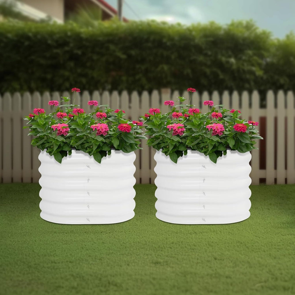 Jardinière carrée blanche 60x60x43 cm en métal — lot de 2