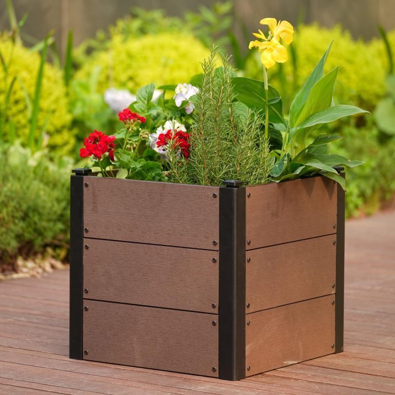Jardinière carrée en bois composite 49x49x45 cm sans fond