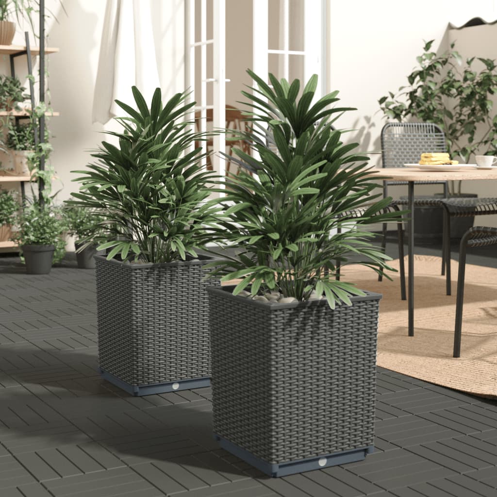 Jardinière carrée en plastique tressé 30x30x37 cm — lot de 2 ou 4