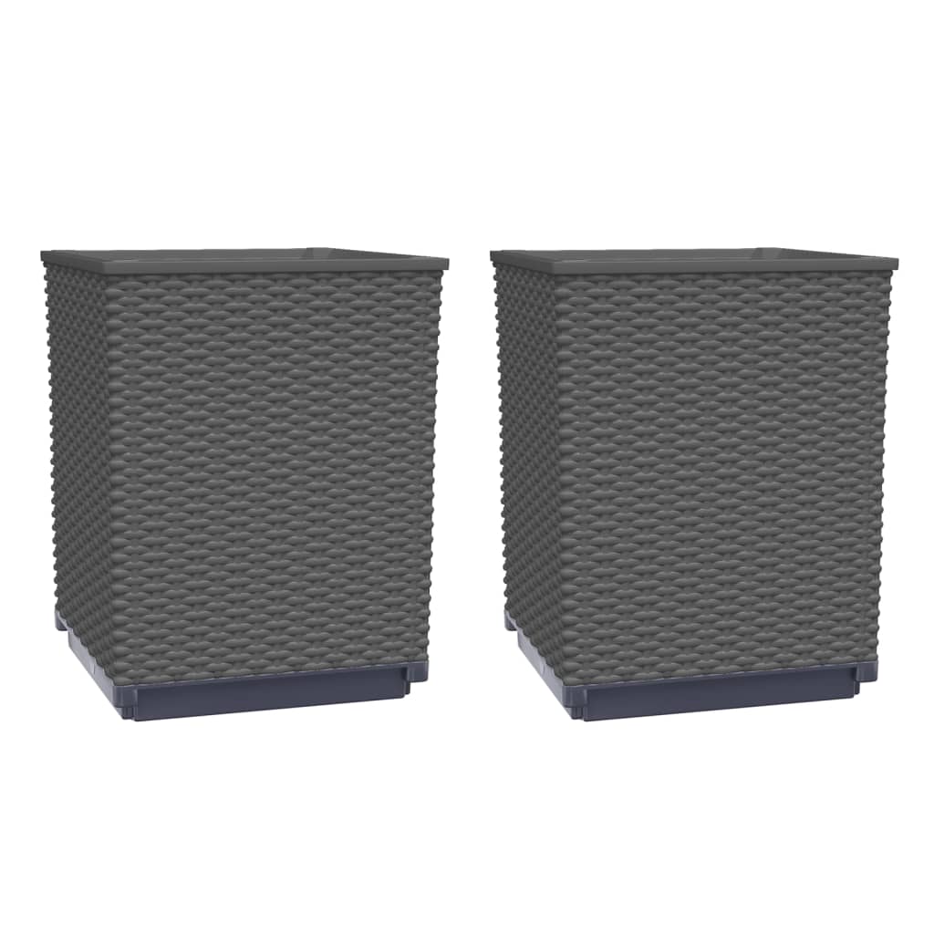 Jardinière carrée en plastique tressé 30x30x37 cm — lot de 2 ou 4