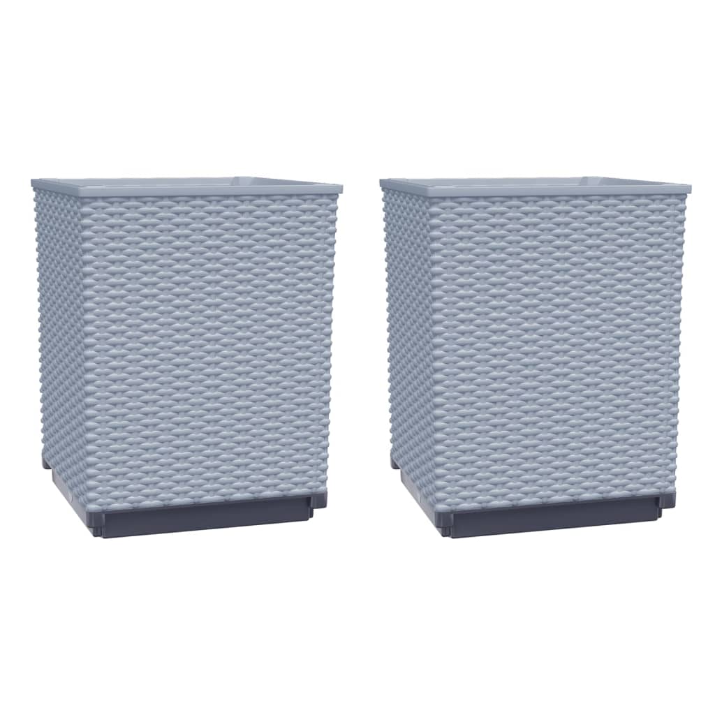 Jardinière carrée en plastique tressé 30x30x37 cm — lot de 2 ou 4