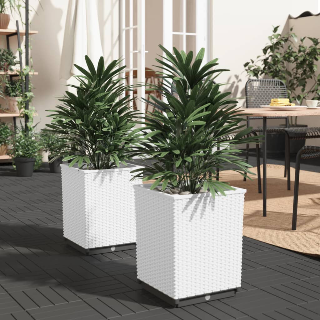 Jardinière carrée en plastique tressé 30x30x37 cm — lot de 2 ou 4