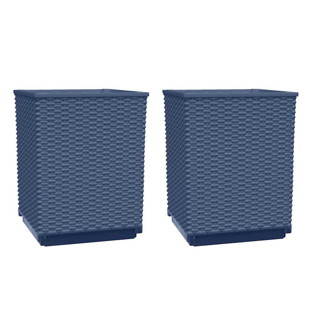 Jardinière carrée en plastique tressé 30x30x37 cm — lot de 2 ou 4