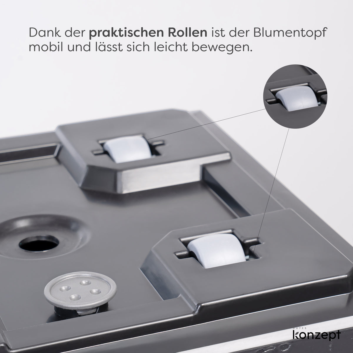 Jardinière carrée à roulettes 30x30x30 cm effet béton 13 L