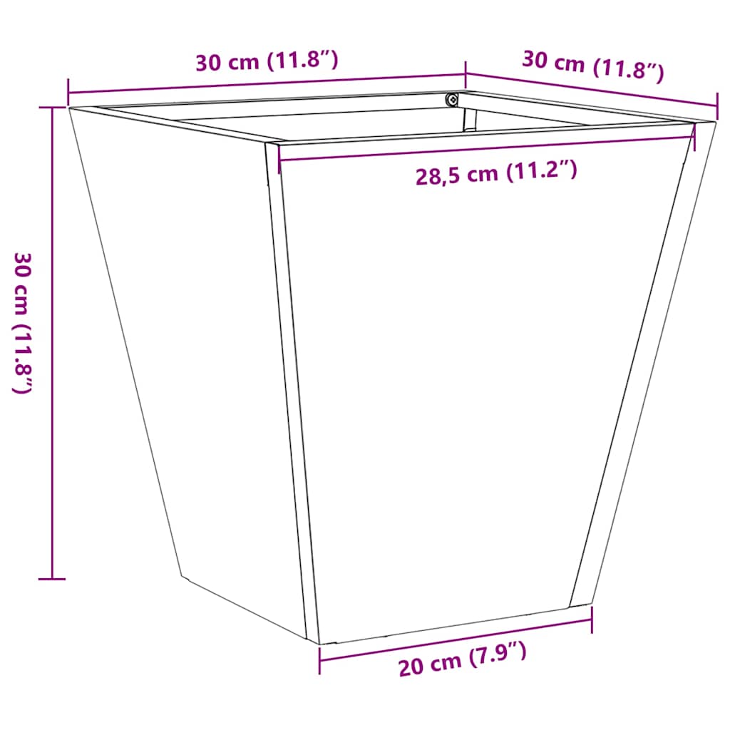 Jardinière d'extérieur en acier conique — haute ou cube, 6 coloris