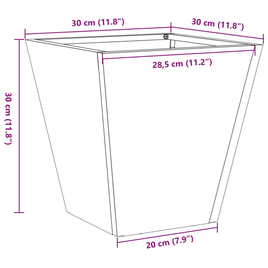 Jardinière d'extérieur en acier conique — haute ou cube, 6 coloris