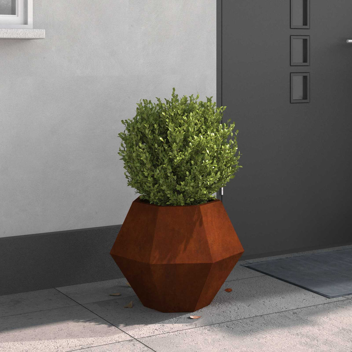 Jardinière d'extérieur en acier 75x75x60 cm design géométrique