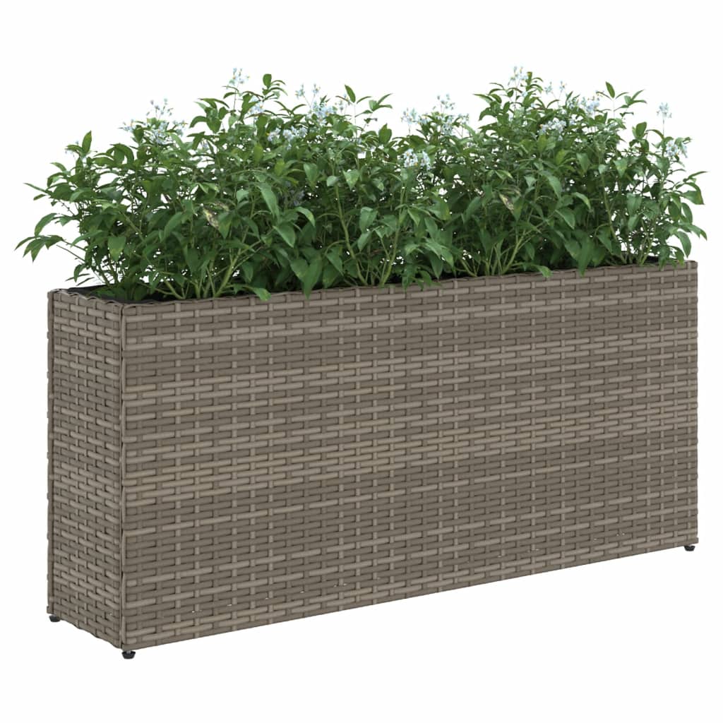 Jardinière extérieure en résine tressée grise avec 2 bacs
