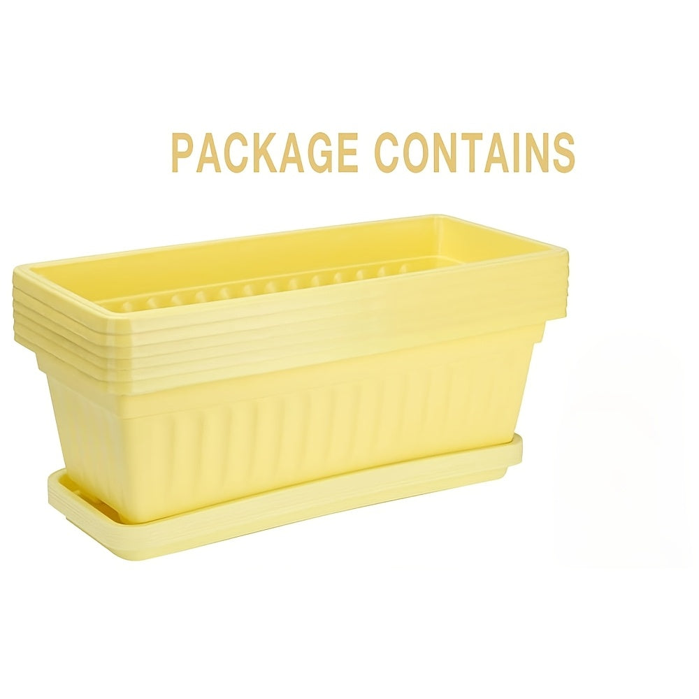Jardinière de fenêtre jaune 43 cm — lot de 5 avec plateau