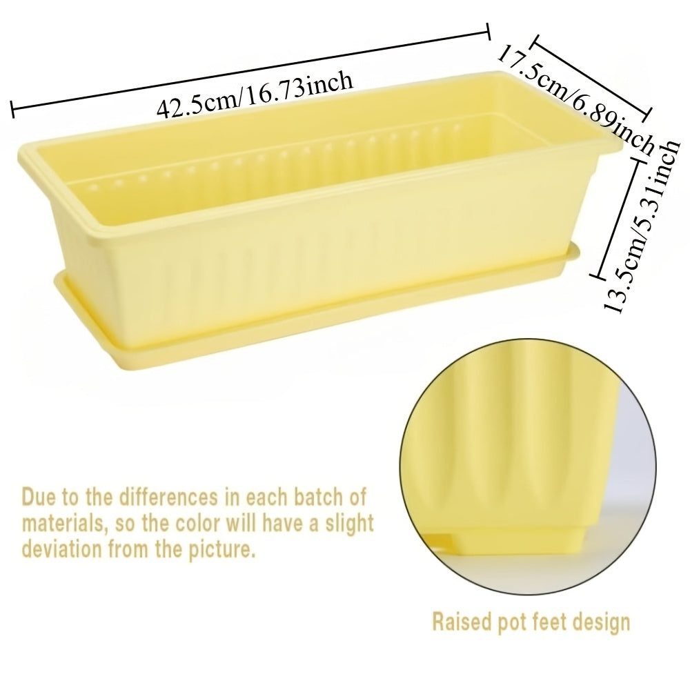 Jardinière de fenêtre jaune 43 cm — lot de 5 avec plateau