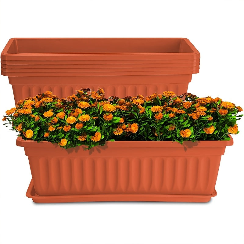 Jardinière de fenêtre plastique 43 cm — lot de 3 avec soucoupe