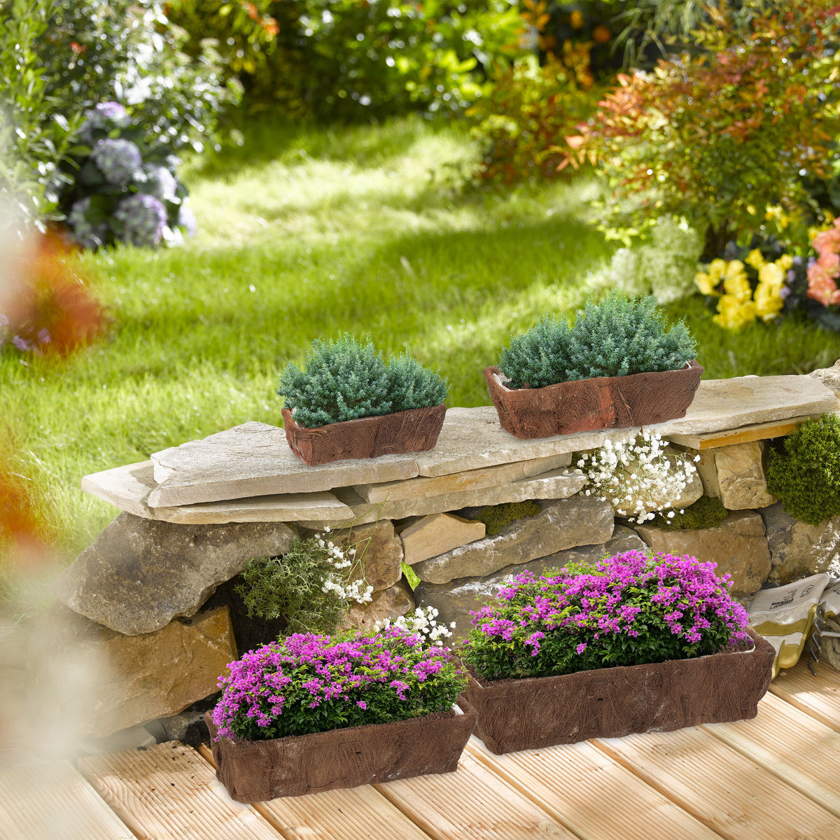 Jardinière en fibre de coco naturelle — lot de 4 balconnières