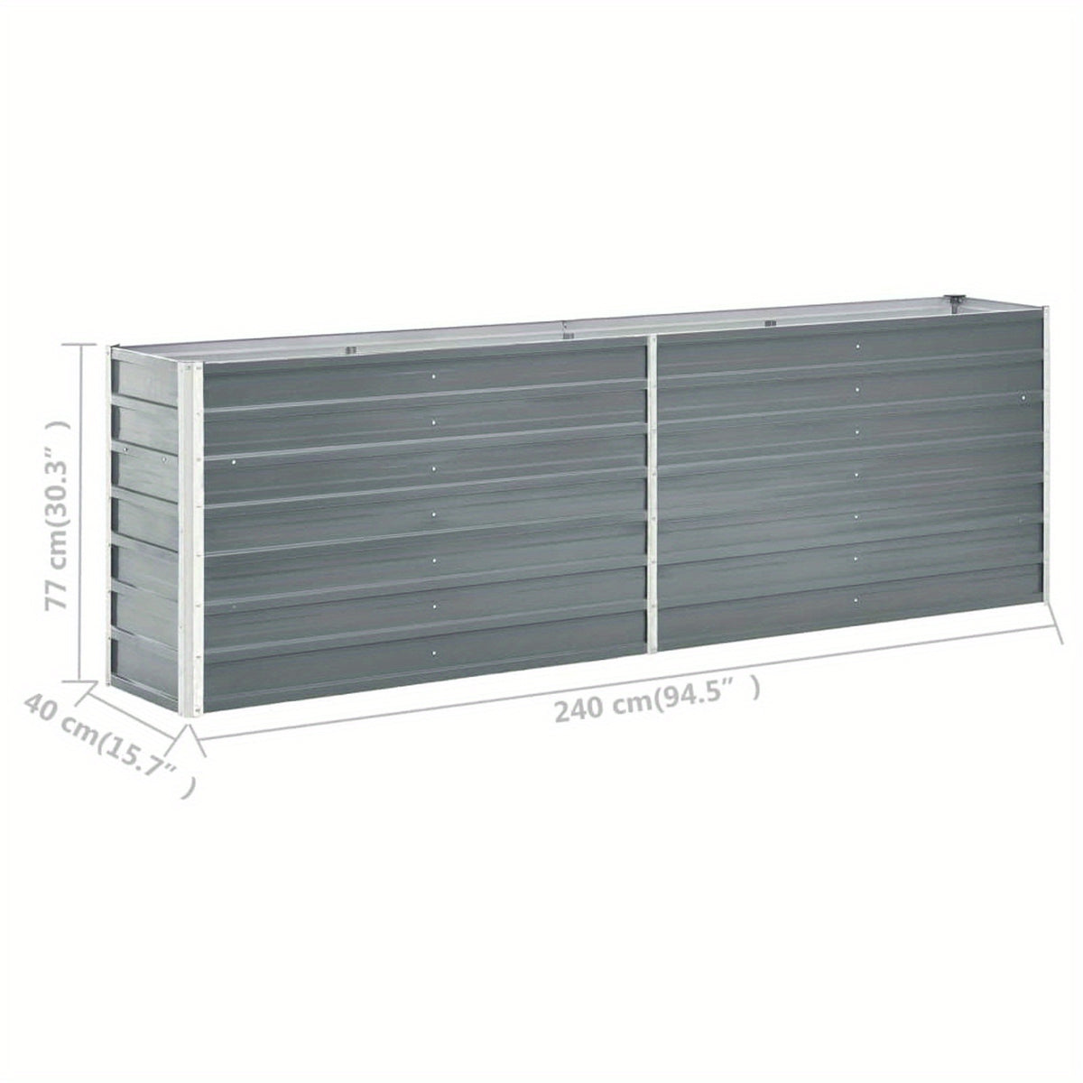 Jardinière potagère haute en acier galvanisé 240 cm gris