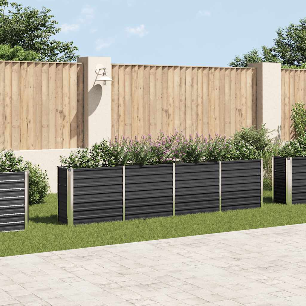 Jardinière haute en acier galvanisé anthracite 320x40x77 cm