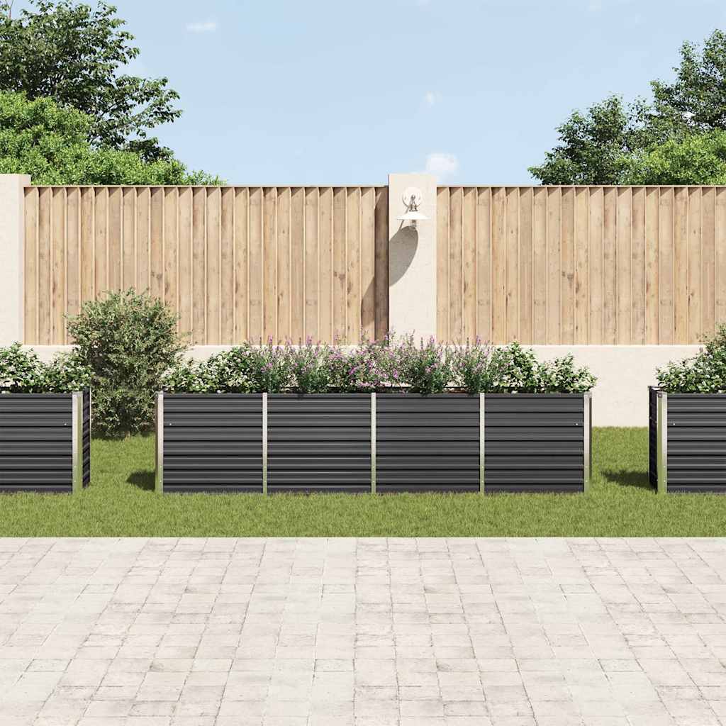 Jardinière haute en acier galvanisé anthracite 320x40x77 cm