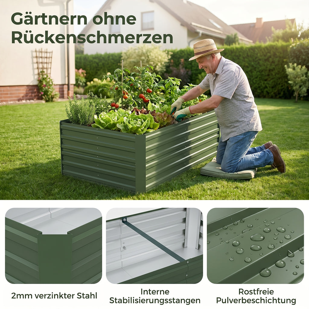 Jardinière haute en acier galvanisé 2 tailles noir ou argenté
