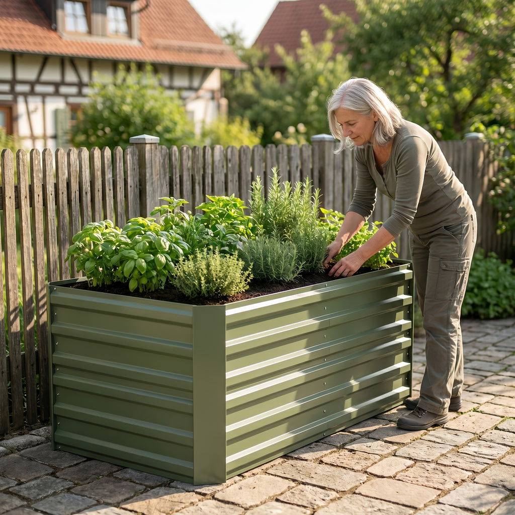 Jardinière haute en acier galvanisé 2 tailles noir ou argenté