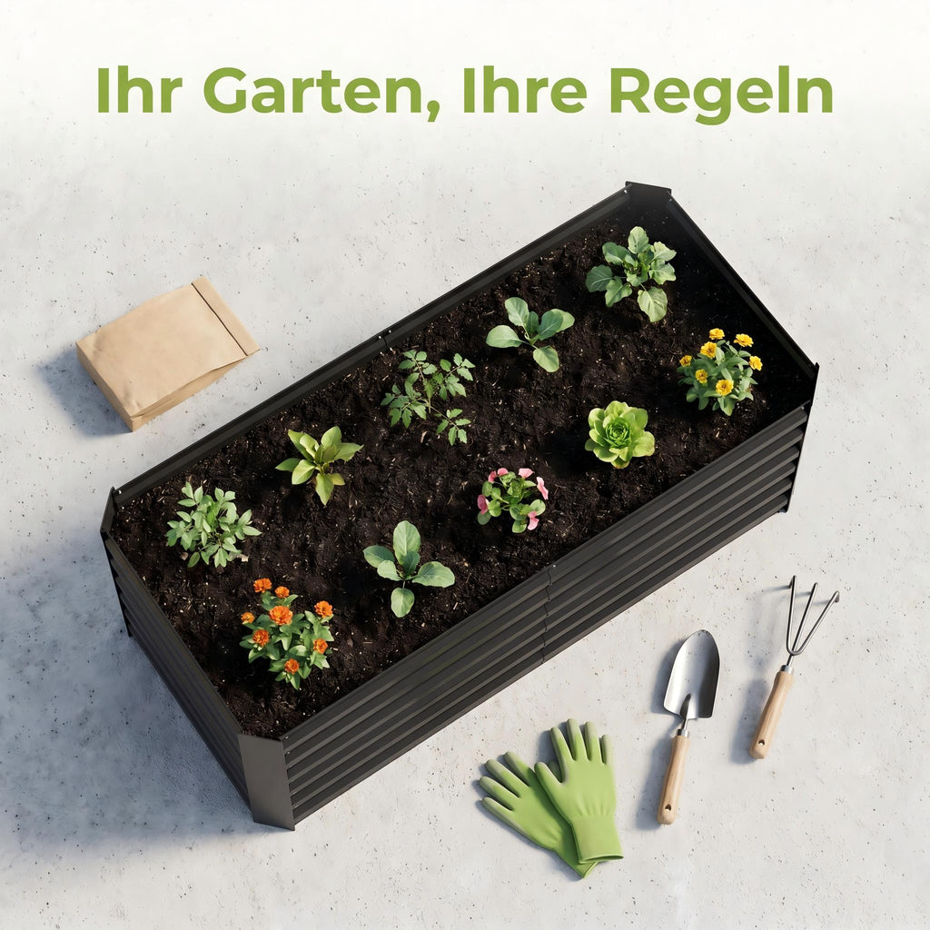 Jardinière haute en acier galvanisé 2 tailles noir ou argenté