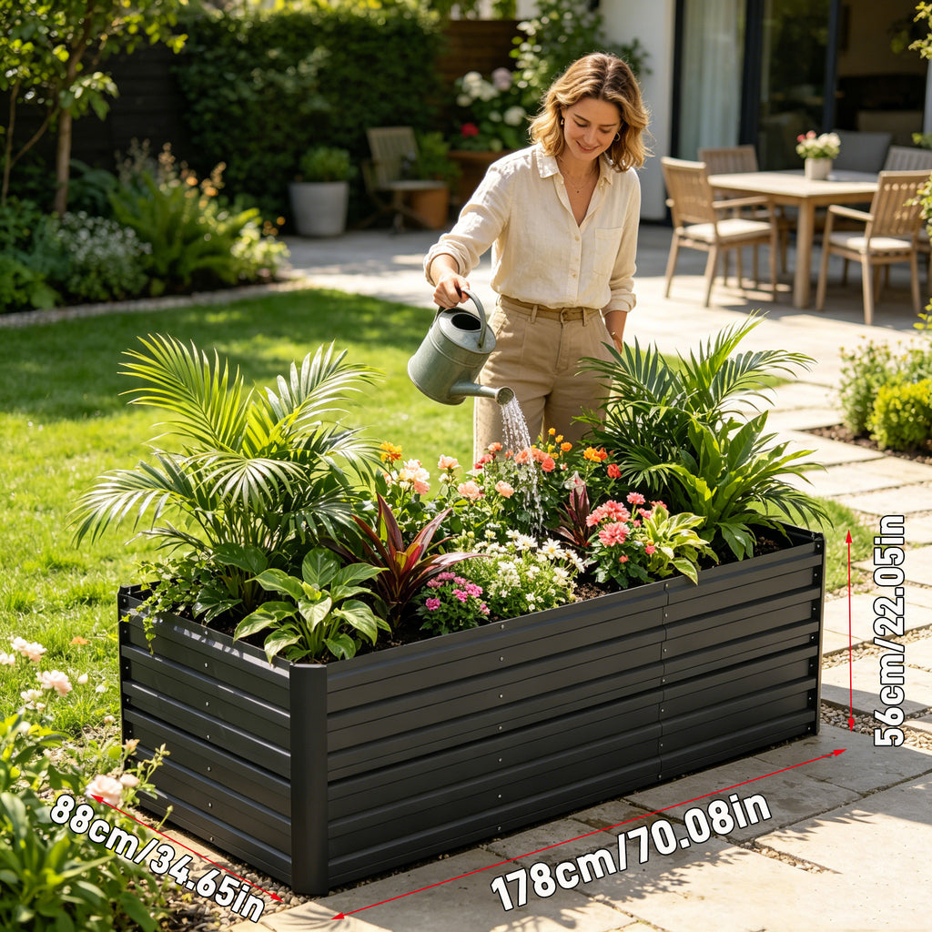 Jardinière haute en acier galvanisé 2 tailles noir ou argenté