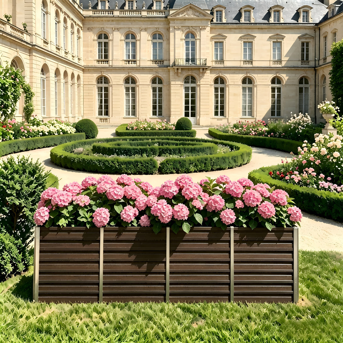 Grande jardinière haute en acier galvanisé marron 320x80x77 cm