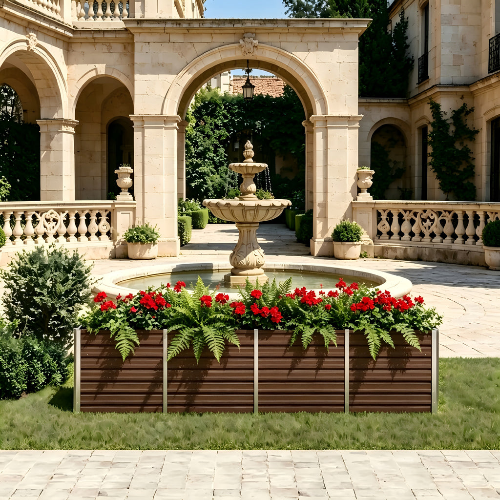 Grande jardinière haute en acier galvanisé marron 320x80x77 cm