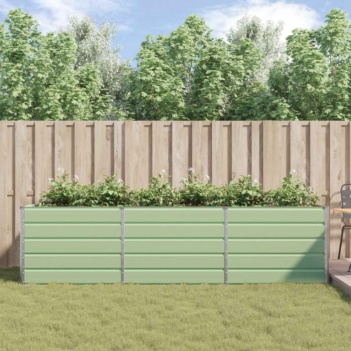 Jardinière haute en acier galvanisé vert clair 290x100x75 cm