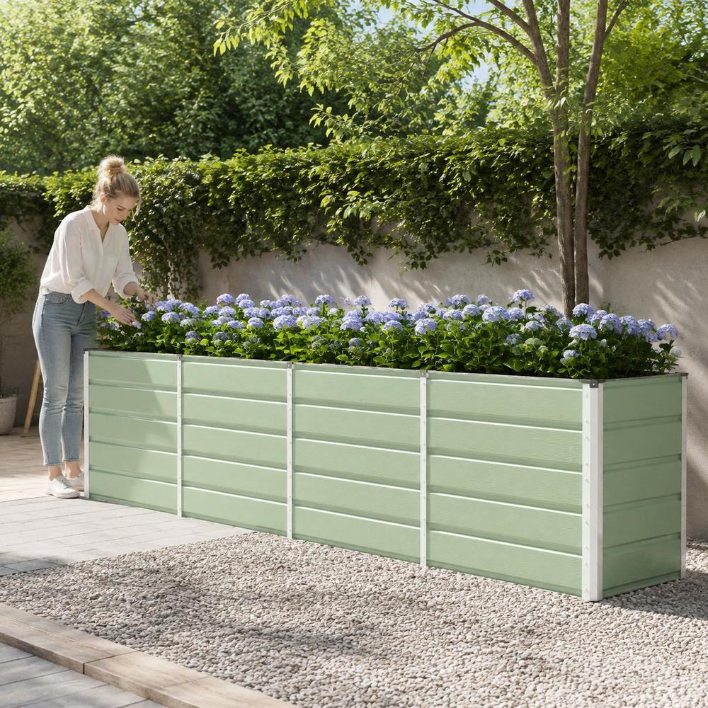 Jardinière haute en acier vert pastel 320x80x75 cm de jardin