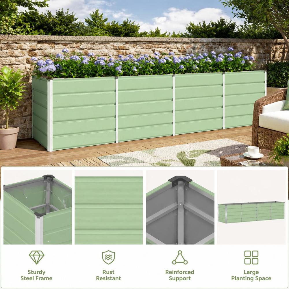 Jardinière haute en acier vert pastel 320x80x75 cm de jardin