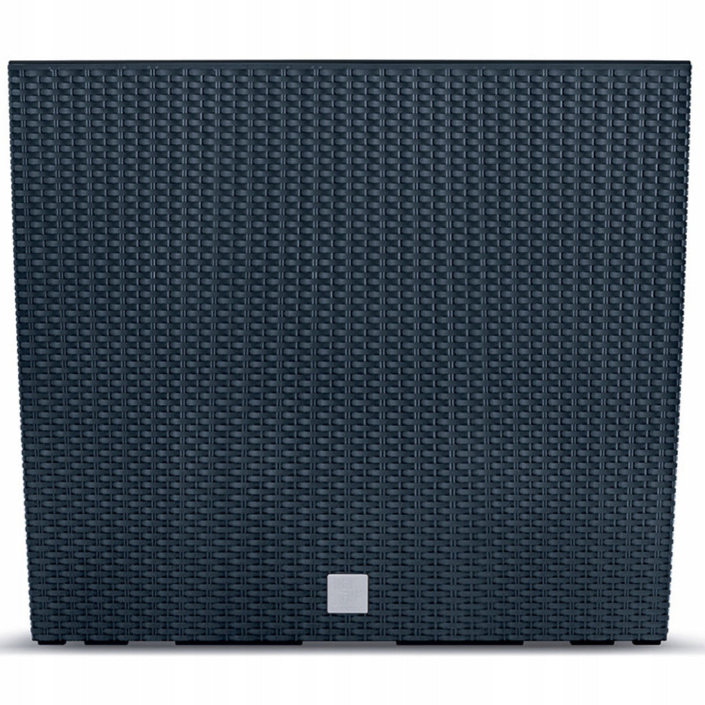 Jardinière haute anthracite 60 cm effet rotin pour terrasse