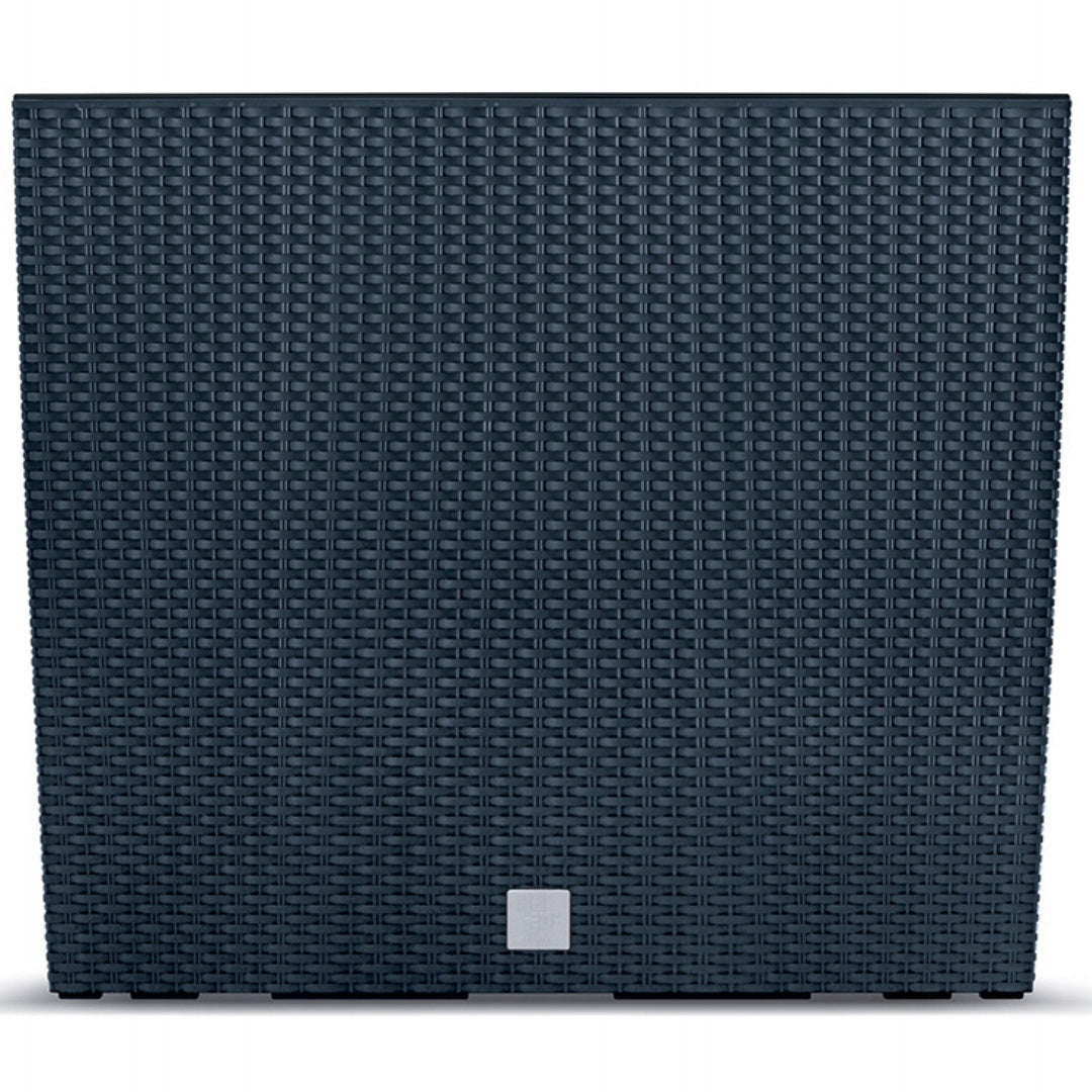 Jardinière haute anthracite 60 cm effet rotin pour terrasse
