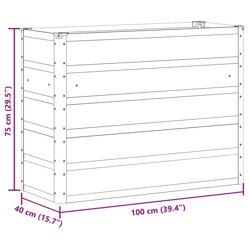 Jardinière haute anthracite en acier 100x40x75 cm — Bac surélevé