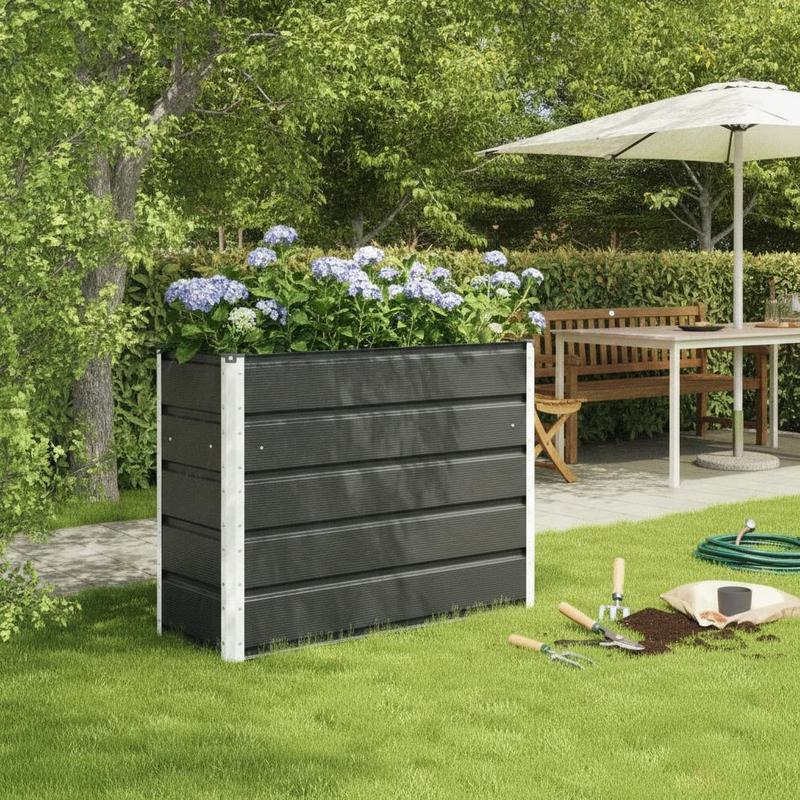 Jardinière haute anthracite en acier 100x40x75 cm — Bac surélevé