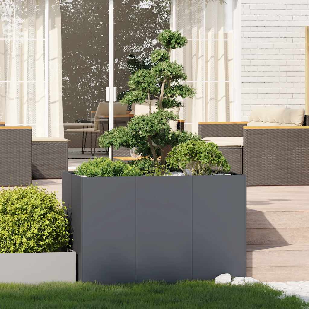 Jardinière haute anthracite 120x80x80 cm en métal pour terrasse