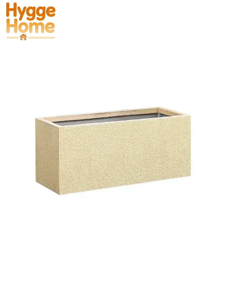 Jardinière haute rectangulaire en béton 55x27x70 cm beige