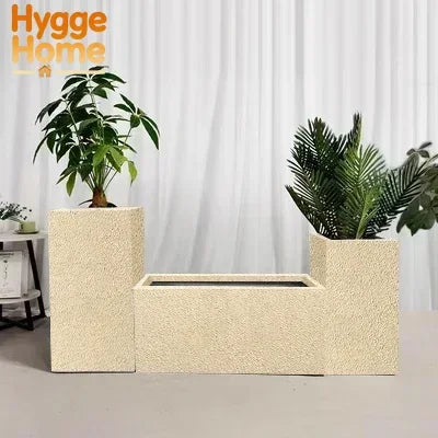 Jardinière haute rectangulaire en béton 55x27x70 cm beige