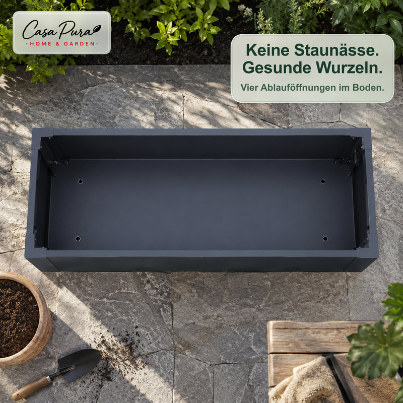 Jardinière haute étroite en acier galvanisé anthracite 100 cm