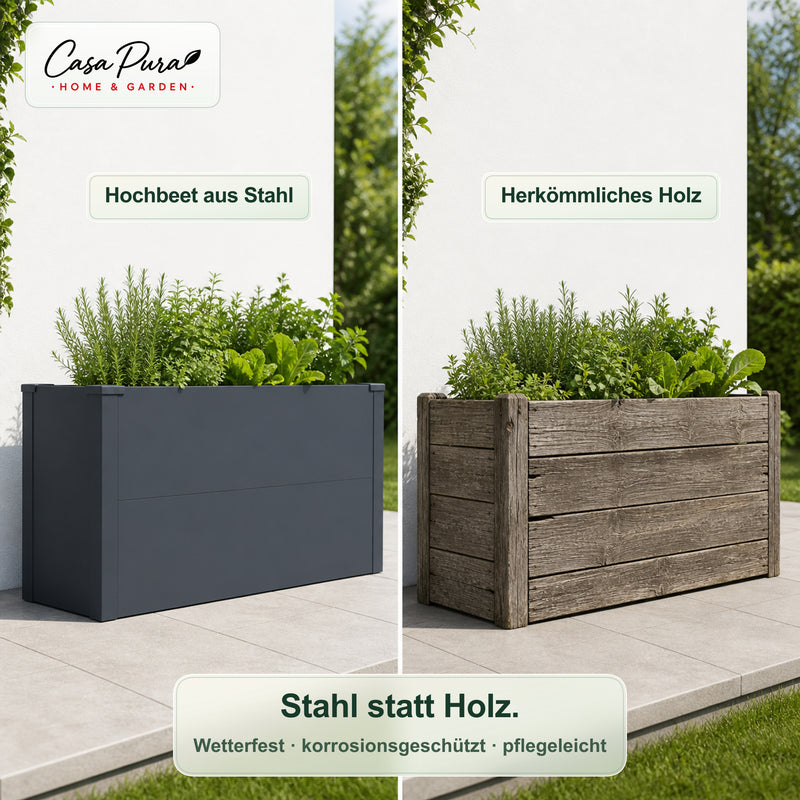 Jardinière haute étroite en acier galvanisé anthracite 100 cm