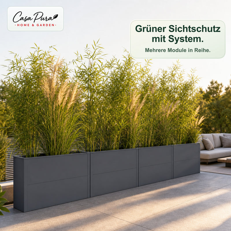 Jardinière haute étroite en acier galvanisé anthracite 100 cm