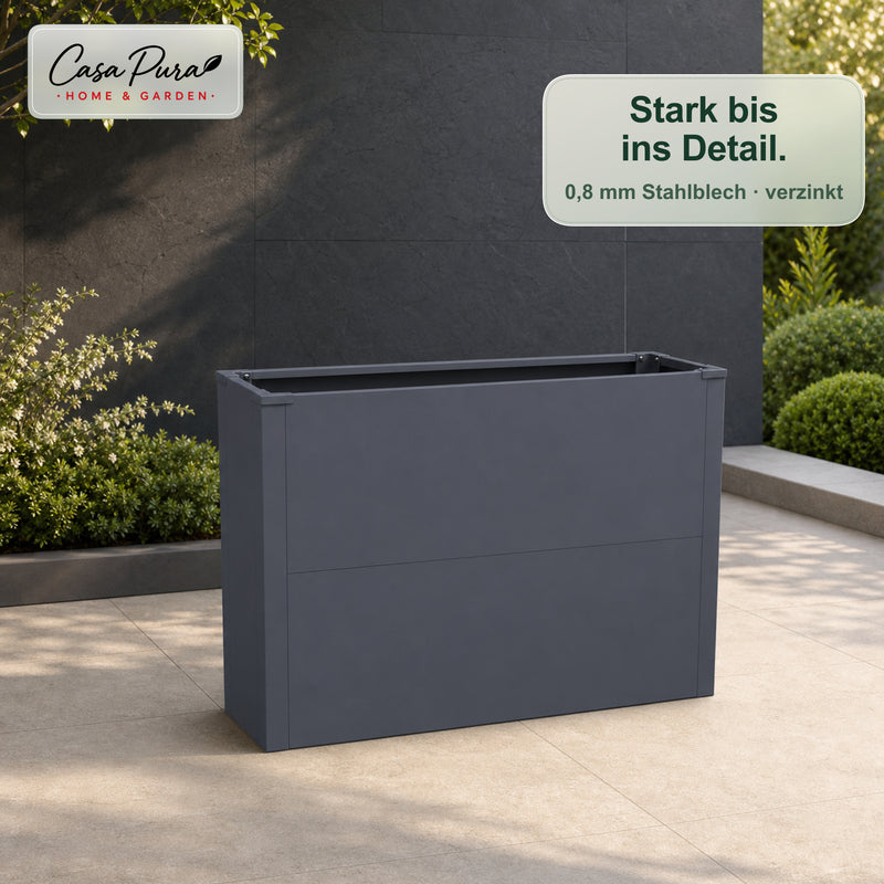 Jardinière haute étroite en acier galvanisé anthracite 100 cm