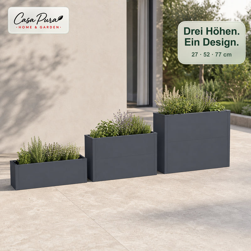 Jardinière haute étroite en acier galvanisé anthracite 100 cm