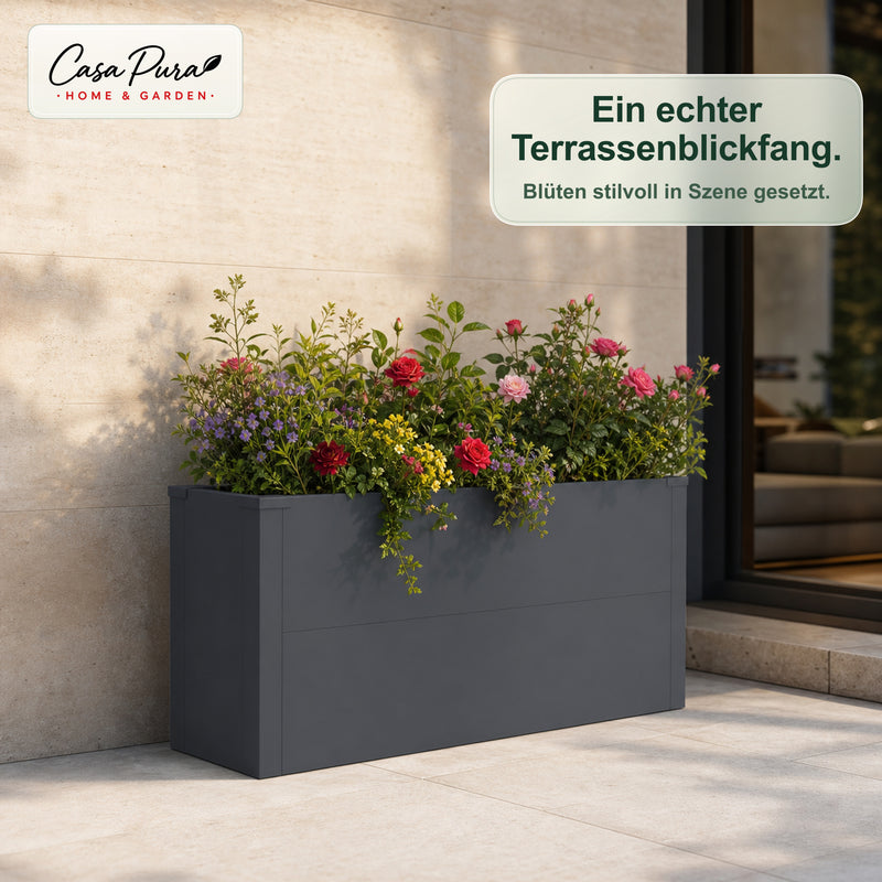 Jardinière haute étroite en acier galvanisé anthracite 100 cm