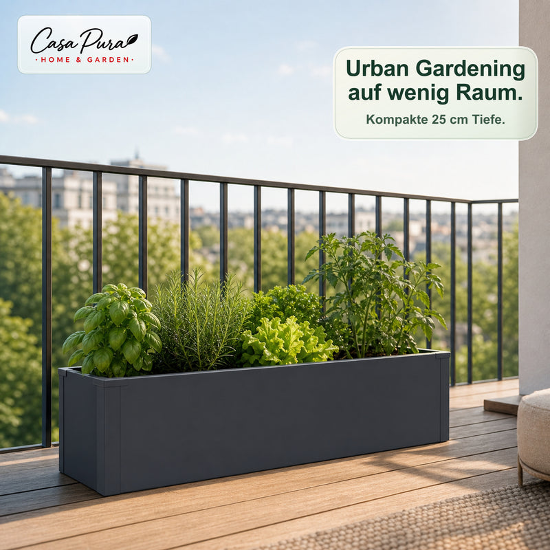 Jardinière haute étroite en acier galvanisé anthracite 100 cm