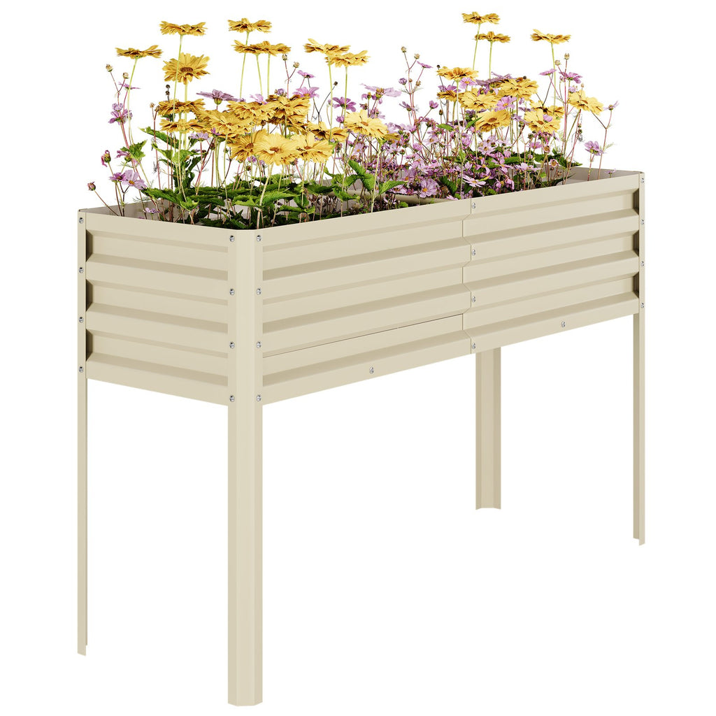 Jardinière haute en métal beige 127x44x80 cm avec pieds