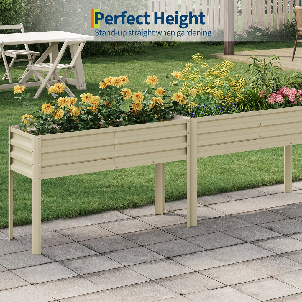Jardinière haute en métal beige 127x44x80 cm avec pieds